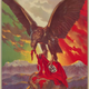 Esta imagen recupera al águila del escudo mexicano (que en la bandera de México aparece comiéndose una serpiente) despedazando una bandera con la esvástica nazi.